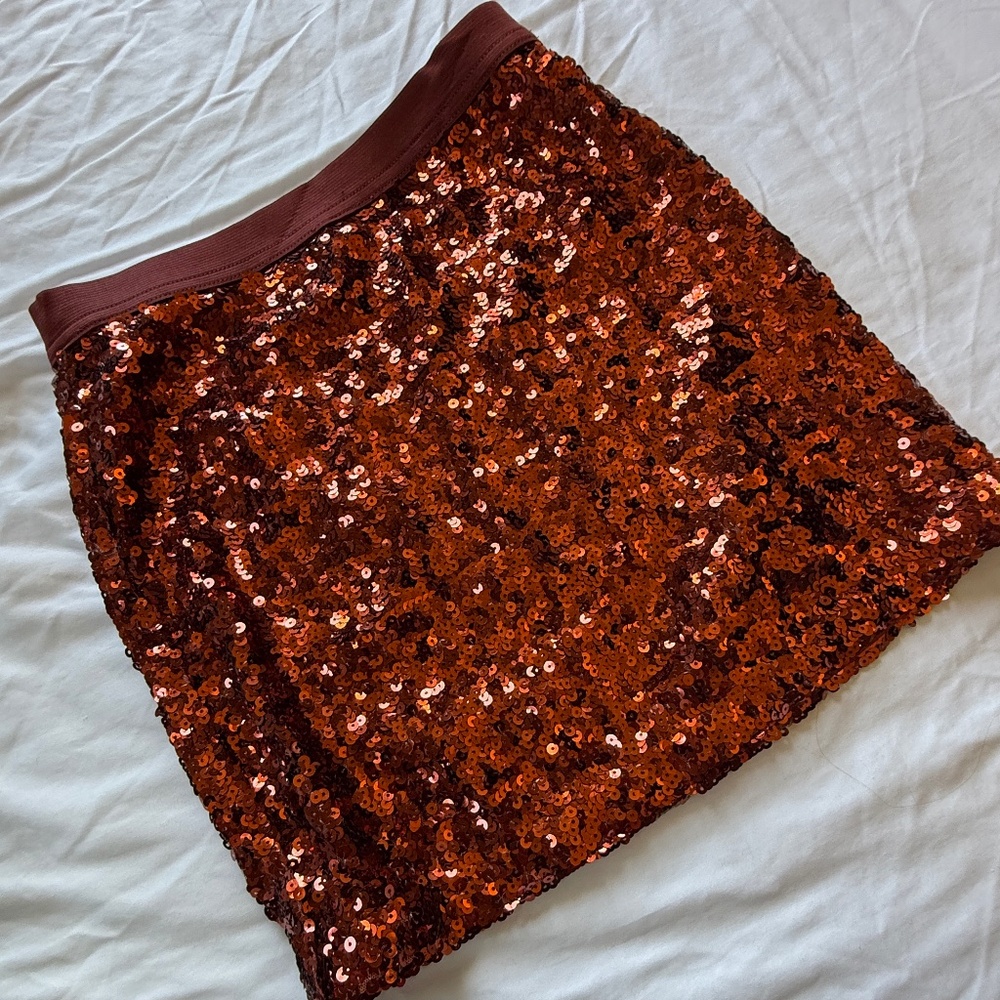 Forever 21 Orange Sequin Mini Skirt - CUTE!